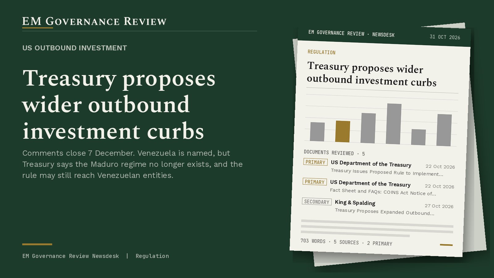 Cover card: US outbound investment, Treasury proposes wider outbound investment curbs