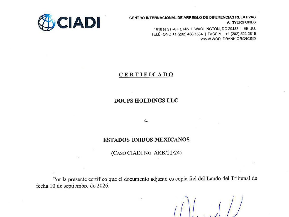 The top of the first page of Doups Holdings LLC v. Estados Unidos Mexicanos, Laudo