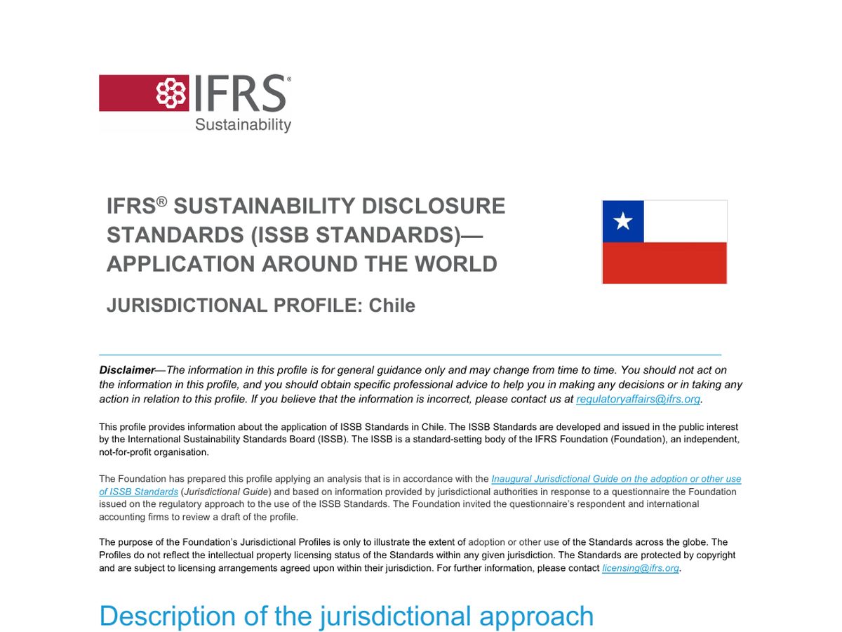 The top of the first page of Jurisdictional profile: Chile (updated 8 September 2026)